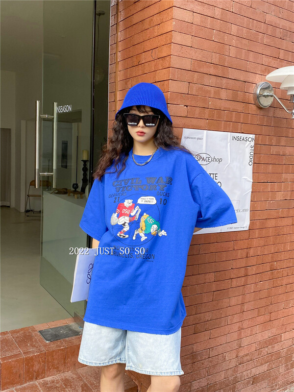 New year in early spring! [just soso] Korean fashion cartoon printed short sleeve T-shirt 6821# CLS