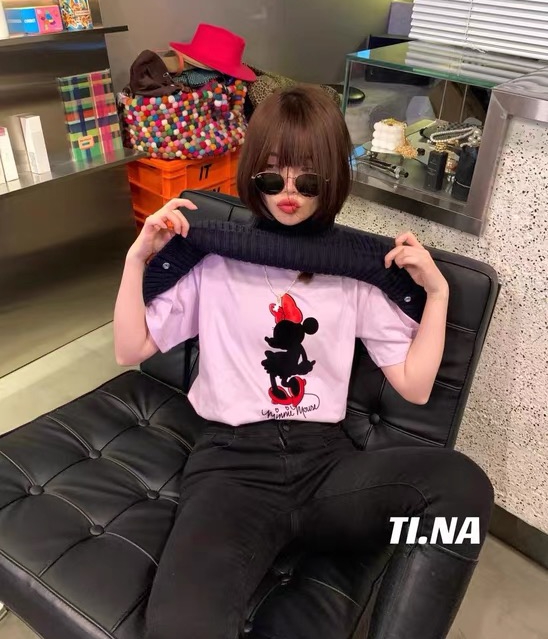 goods in stock! [wht] loose Mickey texture short sleeve T-shirt 3023# WTT