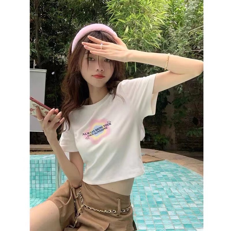 [Mao Mao] Korean version age reducing slim fit short sleeved T-shirt 8025# ll