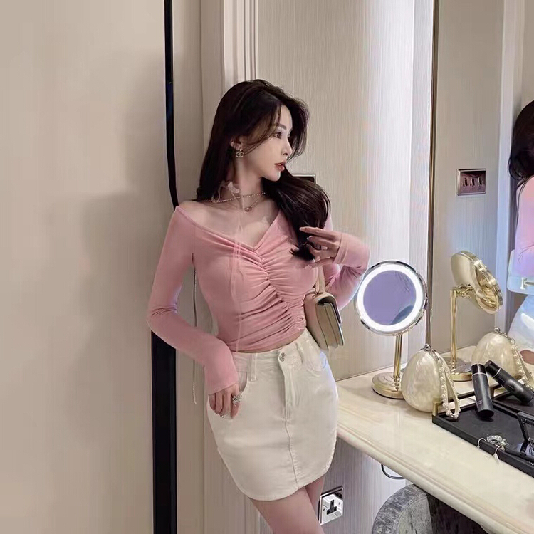 [good] Vintage harbor style small sexy elastic denim skirt 7558# JJ