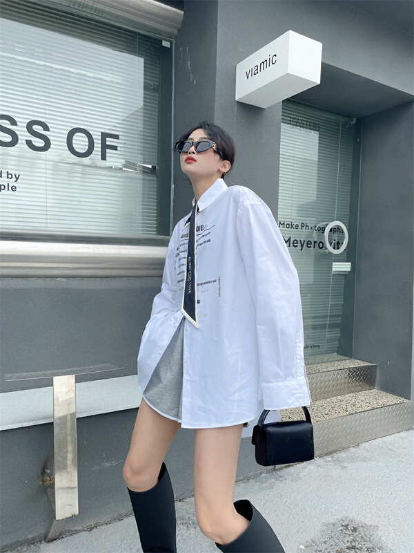 New year in early spring! [Xi Xi] temperament letter printed shirt 6808# ozq