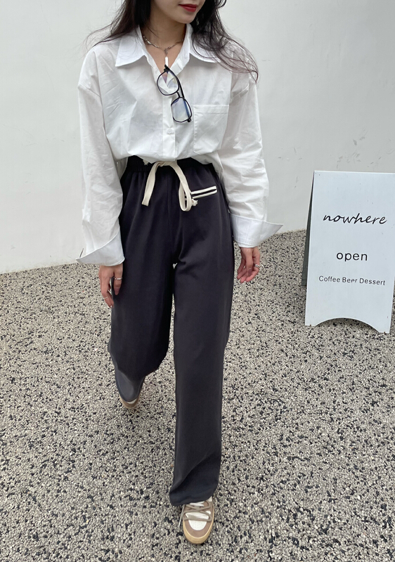 [rainbow] contrast color fake pocket straight casual pants 7050# WTT