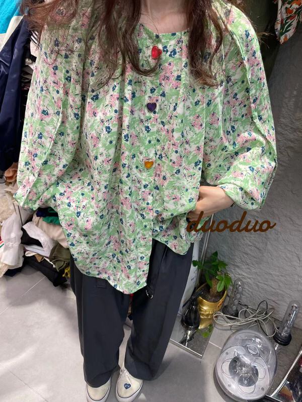 [Duo Duo] broken flower aging chiffon shirt 0375# LSL