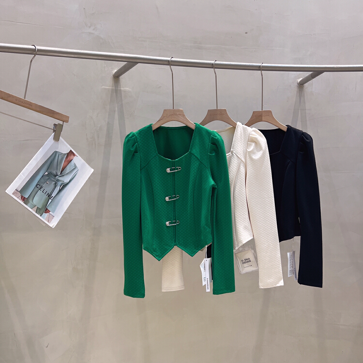 goods in stock! New year in early spring! [o.shazidian] Korean simple and versatile small shirt (with Brooch) 1326# CSX