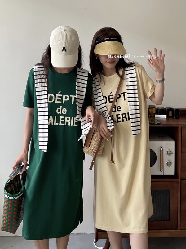 New in early summer! [B plus] casual English alphabet dress (with shawl) 22-9213-2# HBx