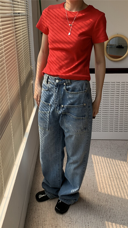 [9hour] pocket fashion straight jeans 90315# zxl