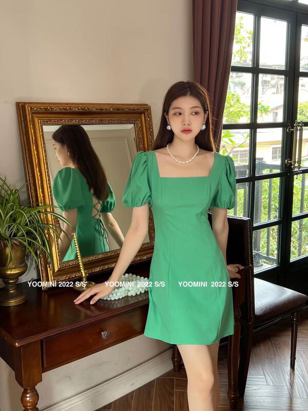 New in early summer! [yoomini] square neck slim dress x12641# WPL