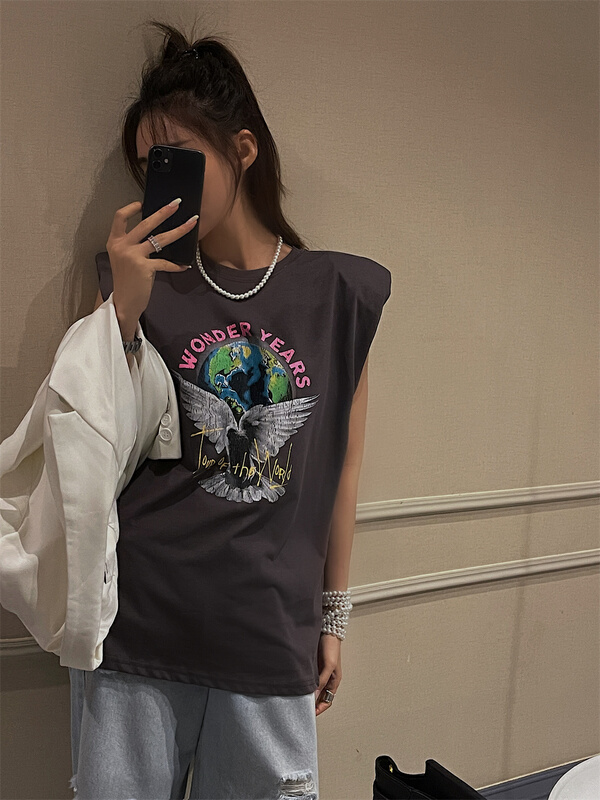 [Wu / u] round neck sleeveless fashion trend vest / suspender (excluding necklace) w513# LSL