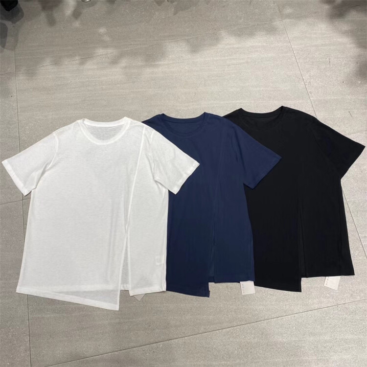 [self] crew neck solid color slit short sleeve T-shirt 7175# zyh