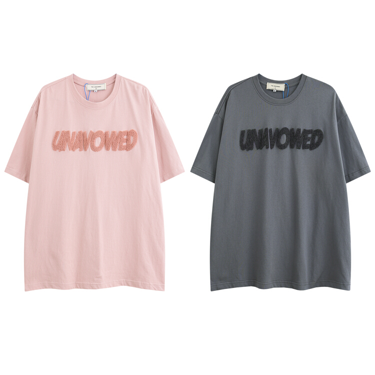[the unaved] men's and women's personalized letter flocking short sleeve T-shirt 3082# ZZL