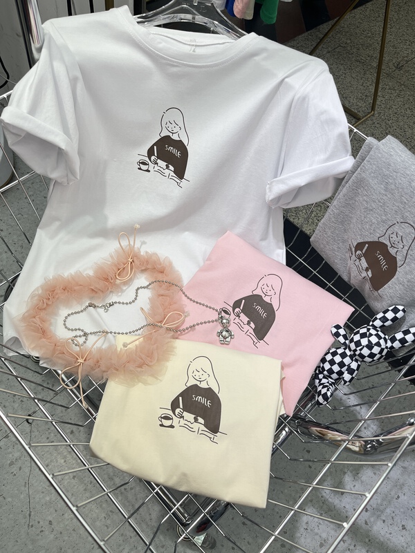 New in early summer! [Yilin] Korean round neck loose short sleeve T-shirt ys1-2135# WTT