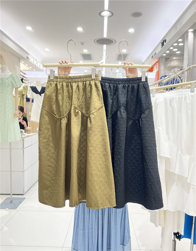 goods in stock! New in early summer! [Kexin] elastic waist medium length solid color skirt ys1-6699# LSL