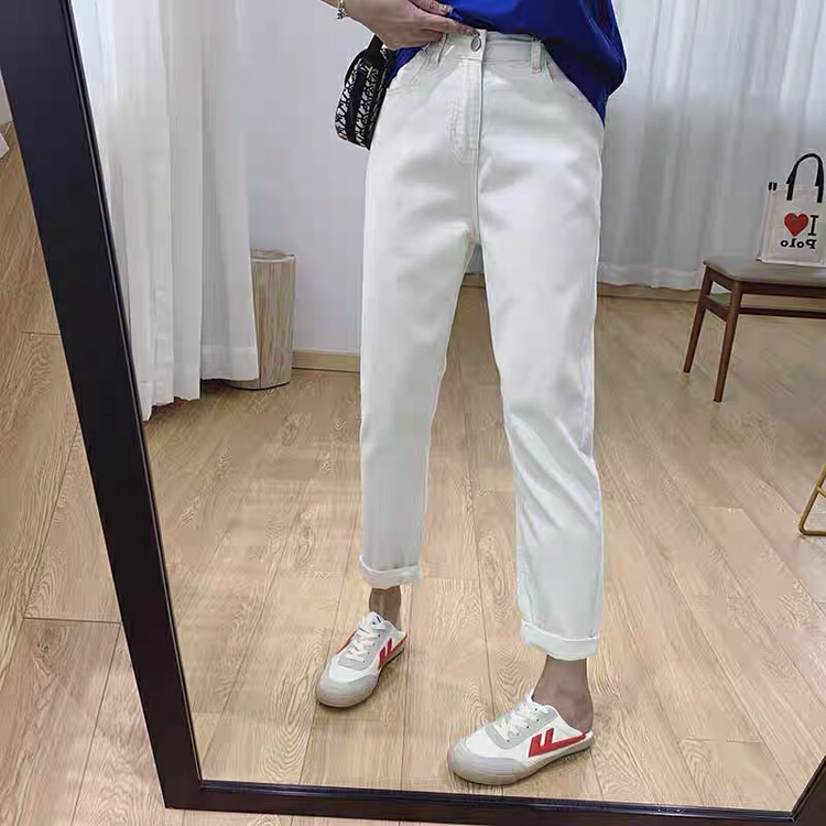 [M +] basic versatile elastic waist radish jeans 3707 apricot 3706 Khaki # CLS