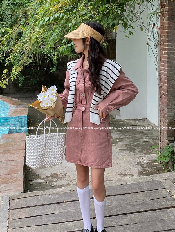 goods in stock! New year in early spring! [Ivy] Korean simple temperament dress (with detachable shawl) 88059# XJ
