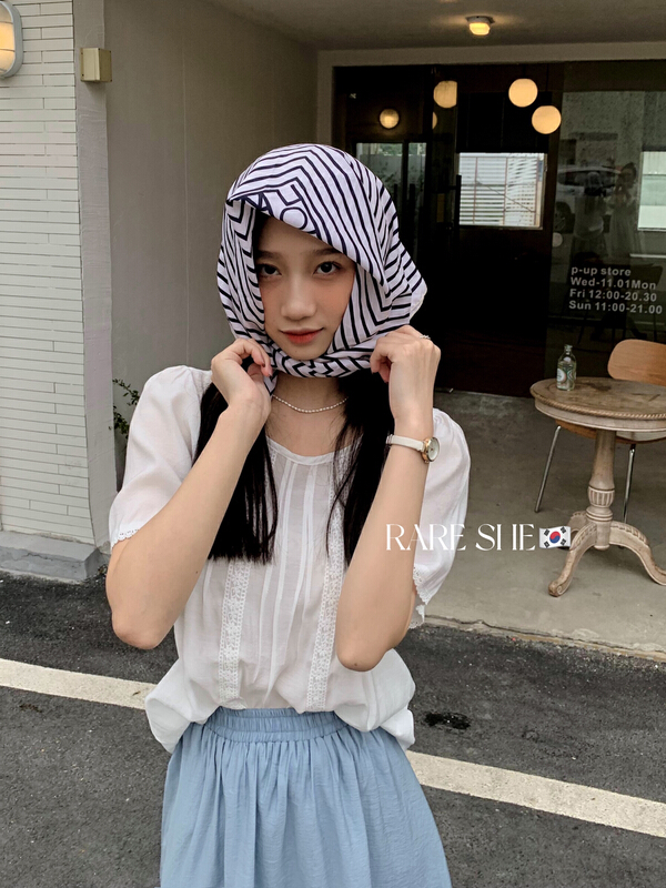 [rare she] seersucker thin versatile blouse 5212# LSW