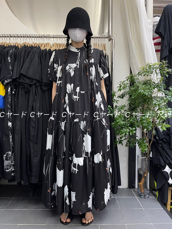 [size] Traditional Chinese painting ink big flower cake dress 53652# LSW