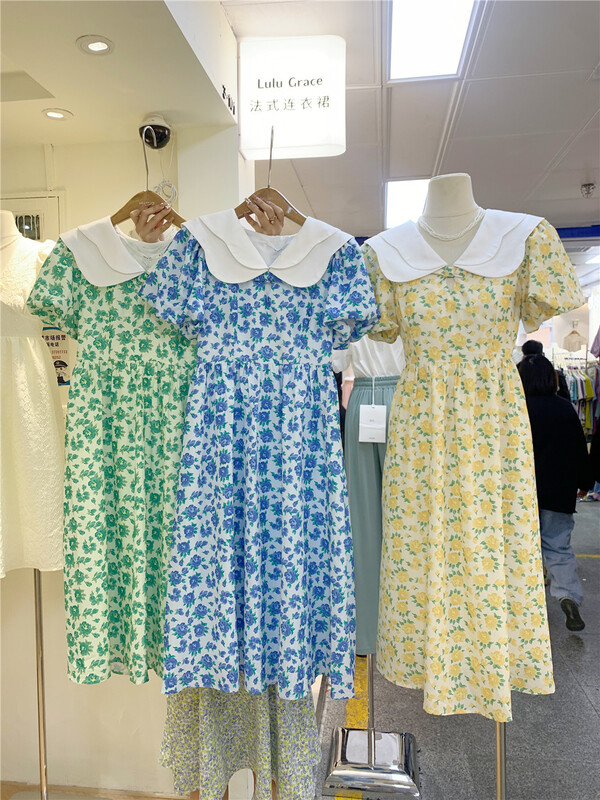 [Lulu grace] Korean double layer doll neck floral dress 6306# zjy