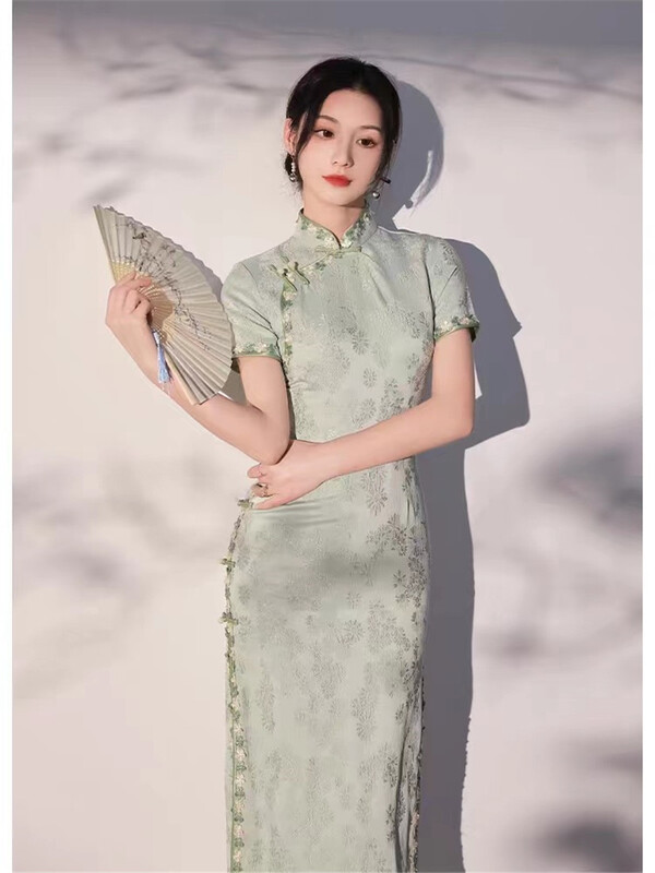 New in early summer! [crystal home] temperament improved cheongsam straight pants dress 651# PCZ