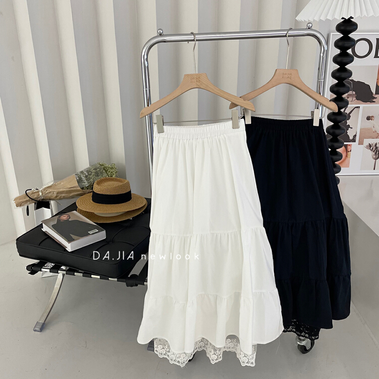 [Dajia] Korean version net version versatile lace embellishment skirt 22276# CLS