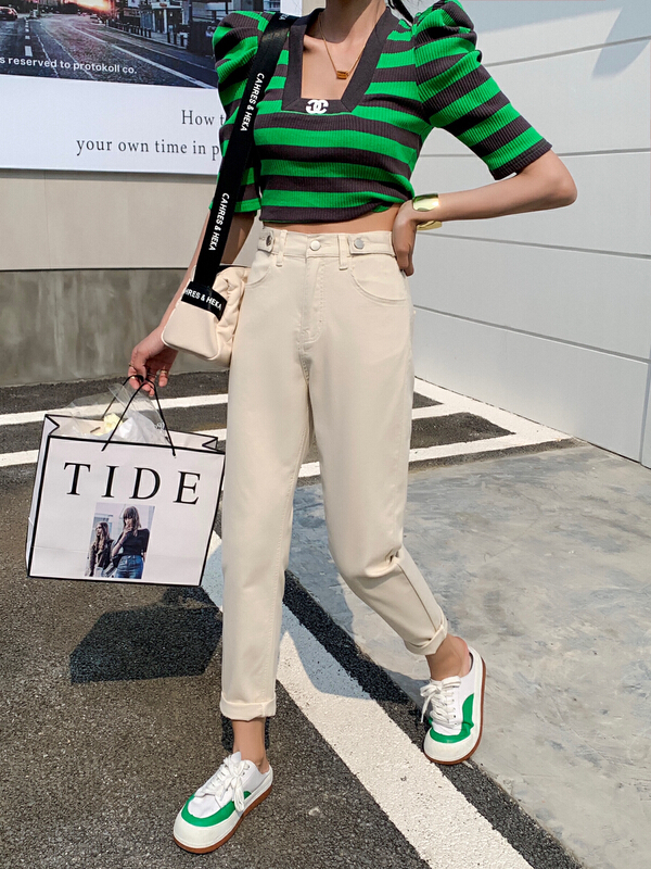 [JFT] Korean Harlan slim casual pants jft3707 apricot 3706 Khaki # CLS