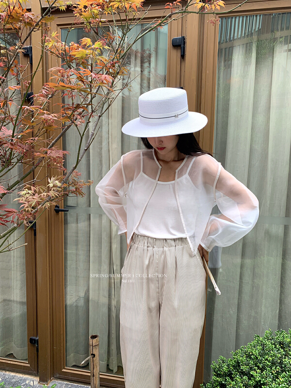 [neihe] Korean sleeveless vest + solid color lace up cardigan suit 11517# zxx