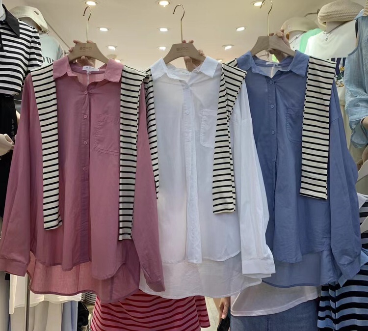 [8090] comfortable Korean shirt (with shawl) 2087-1# ll