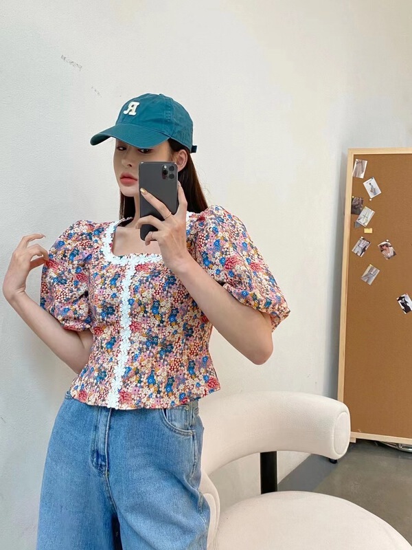 goods in stock! New in early summer! [modern 197] fashion floral pullover shirt 5528# zyh