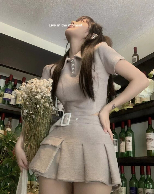 [MS studio] college style short sleeved blouse + Ruffle Skirt Suit 09127# PCZ