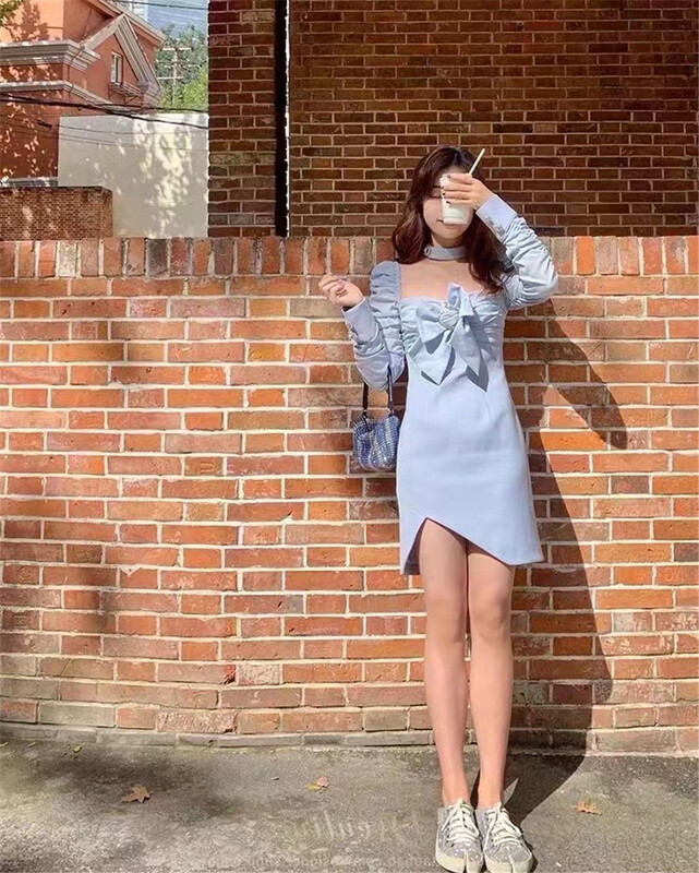 New year in early spring! [see you] high sense pleated irregular French dress (detachable with bow) 3606# PCZ