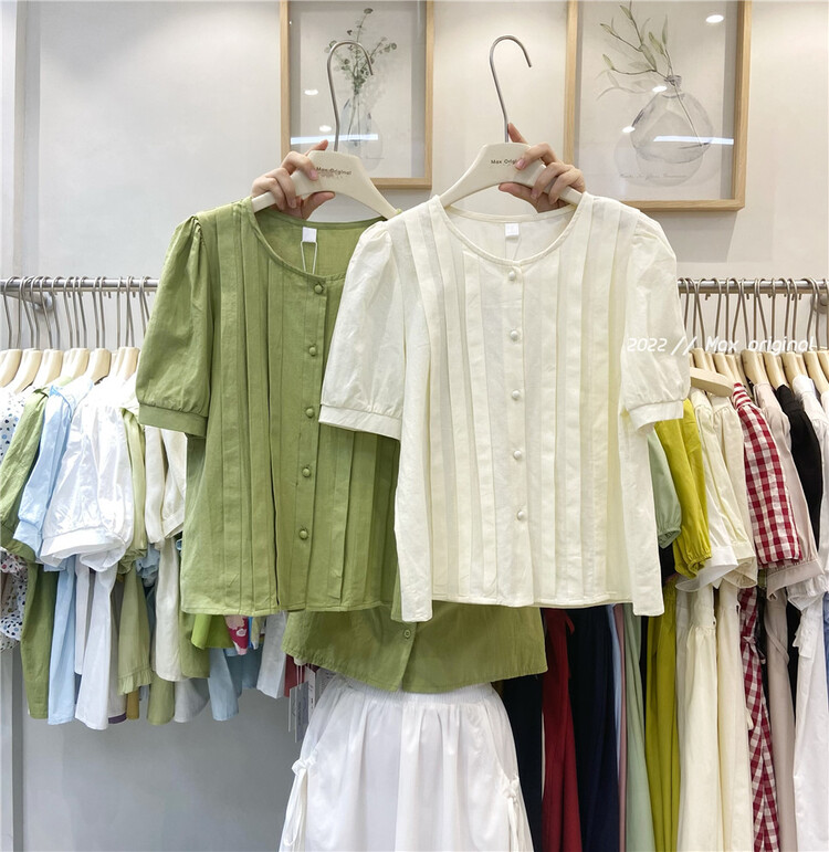 [Max original] round neck single breasted fashion shirt 98177# HBx
