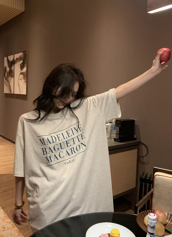 [11An] simple print loose short sleeve T-shirt a6511# LSL