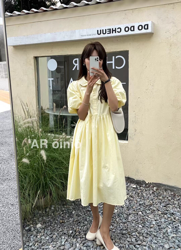 New in early summer! [she Su] Korean doll collar bubble sleeve age reducing dress 9901# zxx
