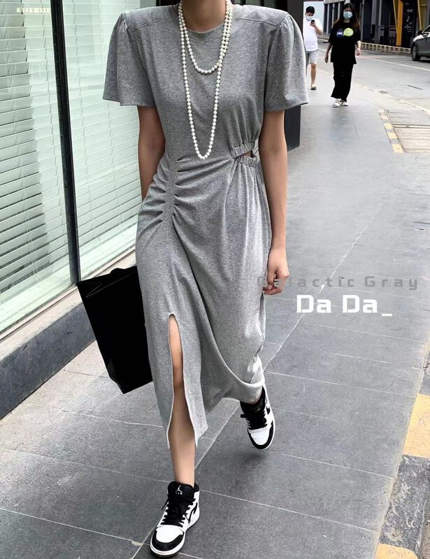 New in early summer! [dada] open waist bubble sleeve dress 6632# zxl