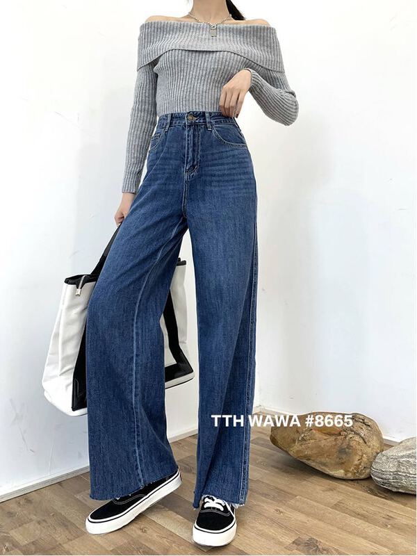 Original price 100.39! [Wawa] Korean versatile wide leg jeans g8665# CJJ