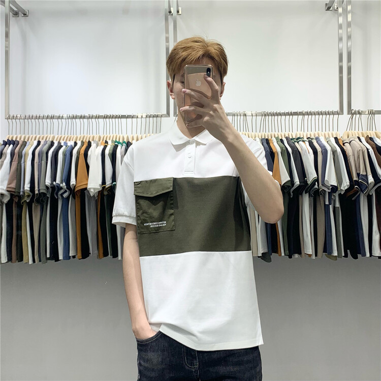 New in early summer! [wild club] Korean versatile color matching polo shirt b9608# ZZL