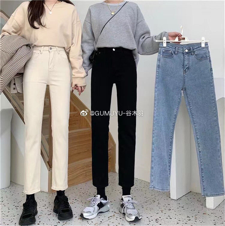 New year in early spring! [Gu Muyu] Korean high waist slim fitting jeans gm2035# ZSY