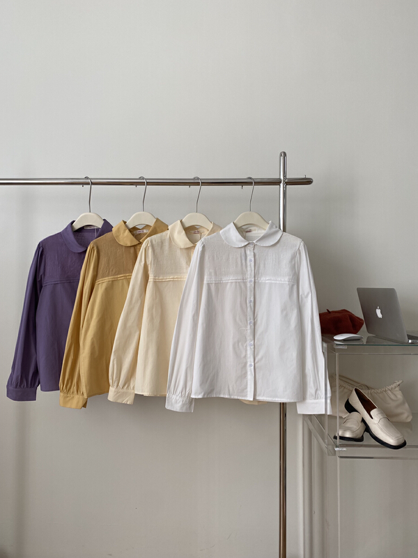 New year in early spring! [table blue] Korean lady's chest dark stripe shirt 2074# LSW