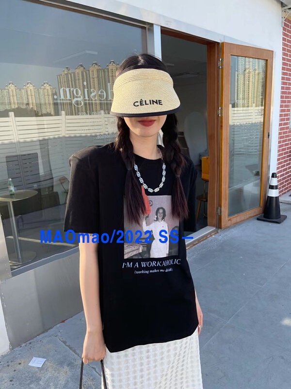 New in early summer! [Maomao] graphic print Pullover short sleeve T-shirt 790-3# WTT