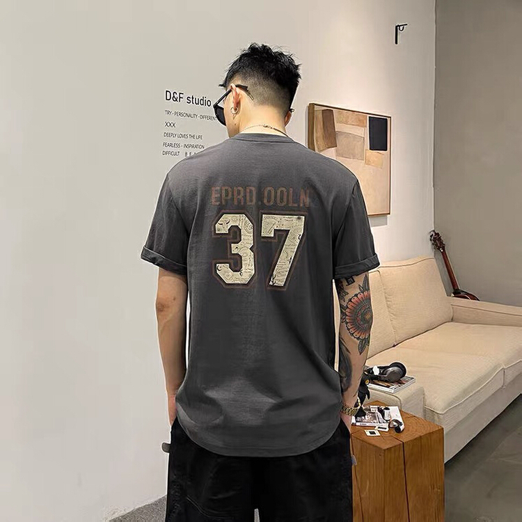 [ing] Japanese and Korean alphabet printed loose short sleeve T-shirt 6097# ZZL