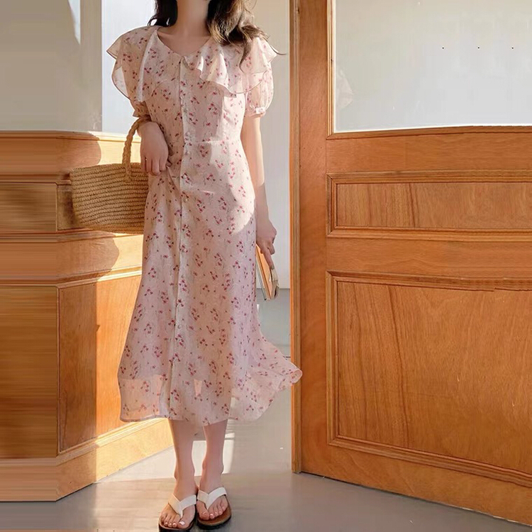 【KIKI STUDIO】小清新大翻領碎花連衣裙  5804#  HJY