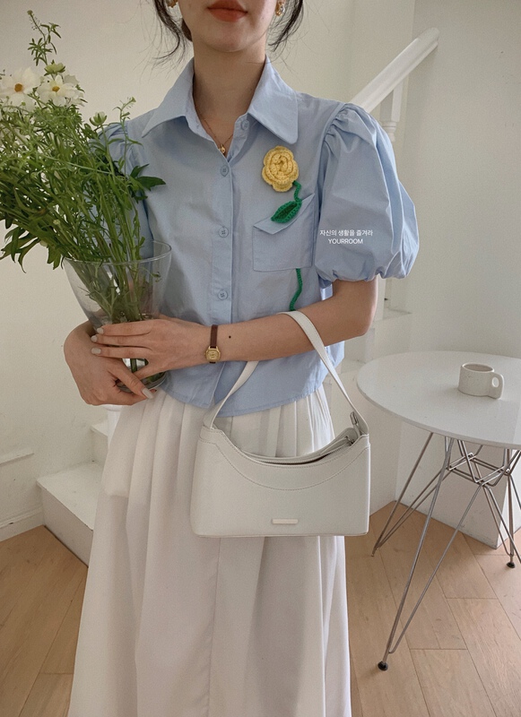[your room] three dimensional floret bubble sleeve short shirt ys1-081# cqw