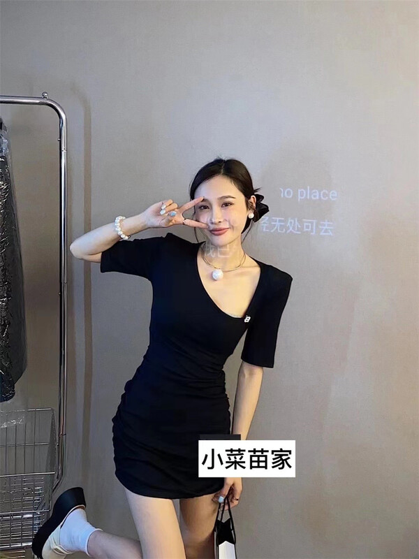 goods in stock! New in early summer! [xiaocaimiao] Korean version solid color Pullover dress 8287# lwy