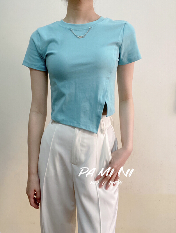 New year in early spring! [pamini] Korean simple round neck short sleeve T-shirt (non detachable chain) 2255# HJC