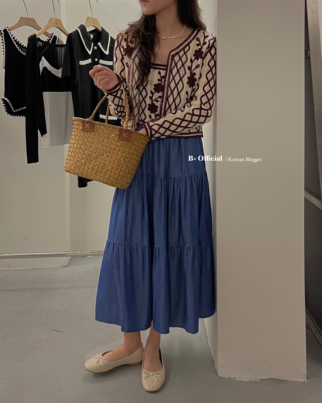 goods in stock! New in early summer! [B plus] casual elastic waist denim skirt 22-9130-2# HBx