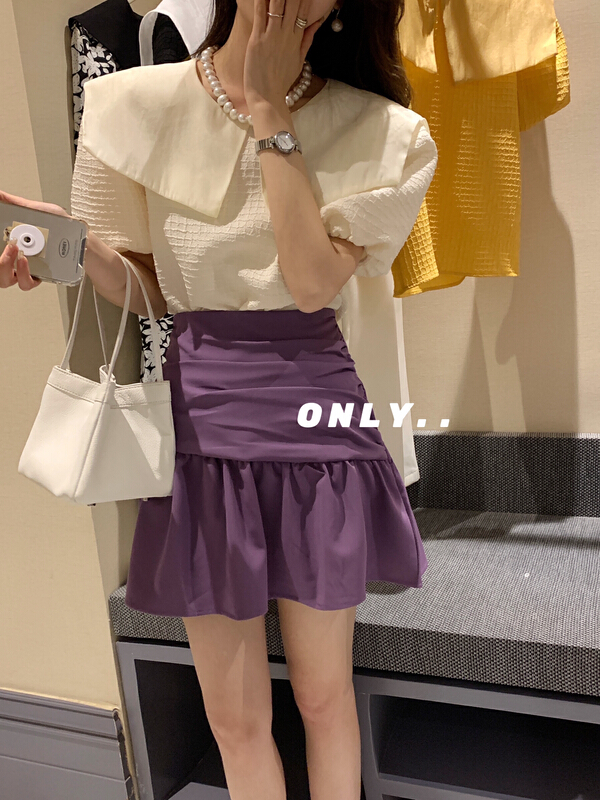 New in early summer! [only] high waist, thin and versatile pleated skirt (only selling skirt) 20015# JJ