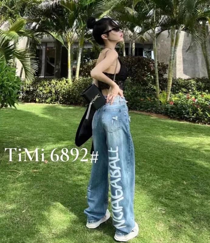[TIMI] letter printed ripped jeans 6892# LSW