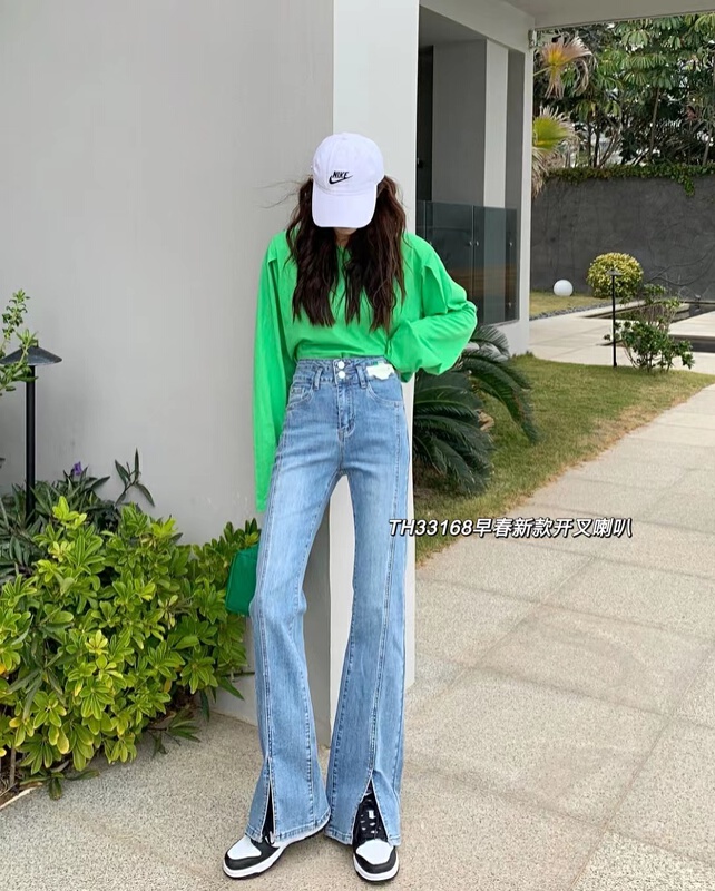 New year in early spring! [T.H] Korean version of western style slim flare jeans 33168# LSW