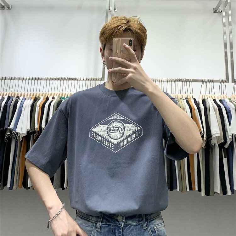 New in early summer! [wild club] round neck loose print short sleeve T-shirt c30006# ZZL