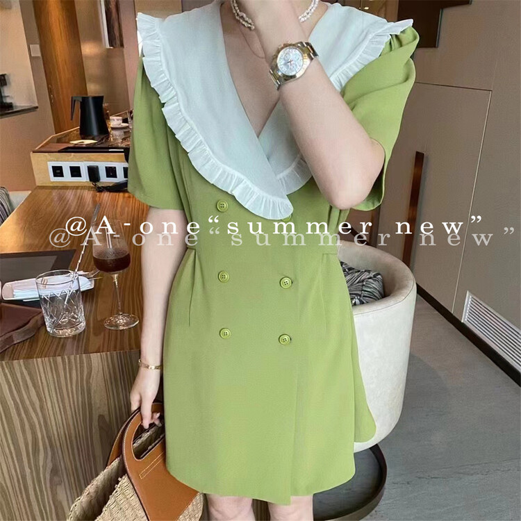 [A-One] Korean lady V-neck high waist dress 5588# hjy