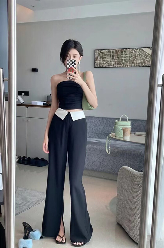 [semi vegetarian] hot girl bra Vest + special waist casual pants set 021# zjy